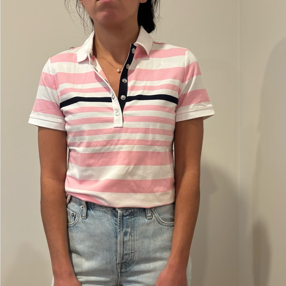 Ralph Lauren Pink and White Striped Polo Shirt